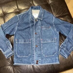 Vtg 80s GAP Denim Chore Jacket USA Made Men’s Workwear Jean Coat 100% Cotton